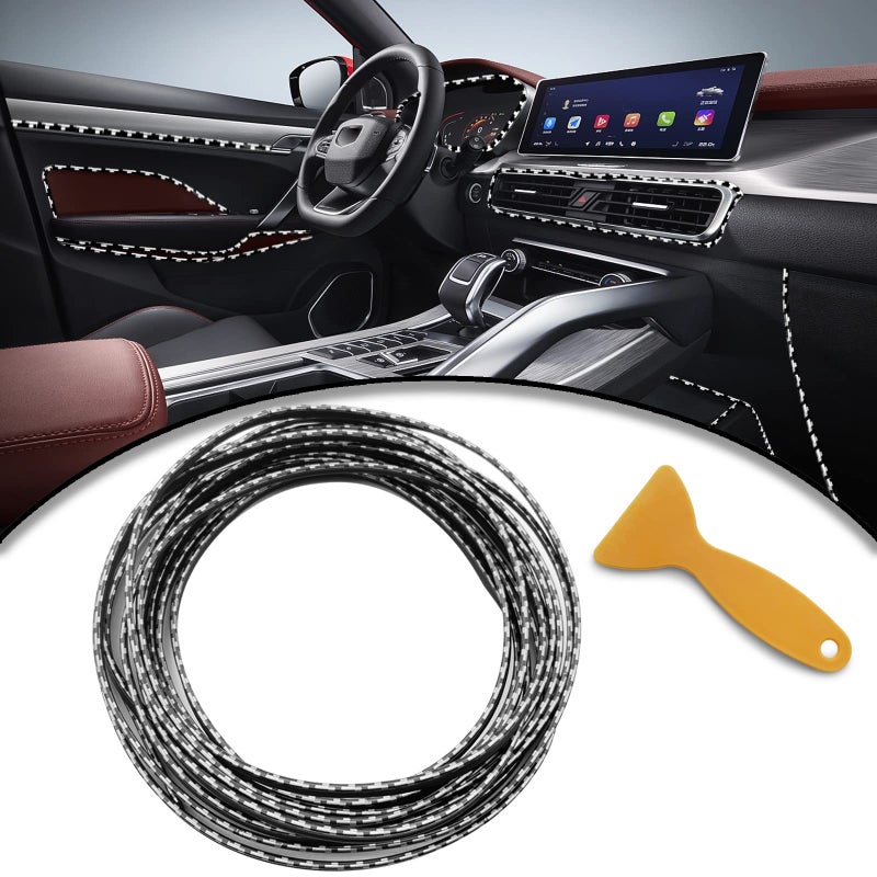 OSIFIT Car Interior Trim Strips,Universal 33ft Car Electroplating Decoration Styling Door Dashboard, Flexible Interior Trim Accessories with Installing Tool(Carbon) - Image 1